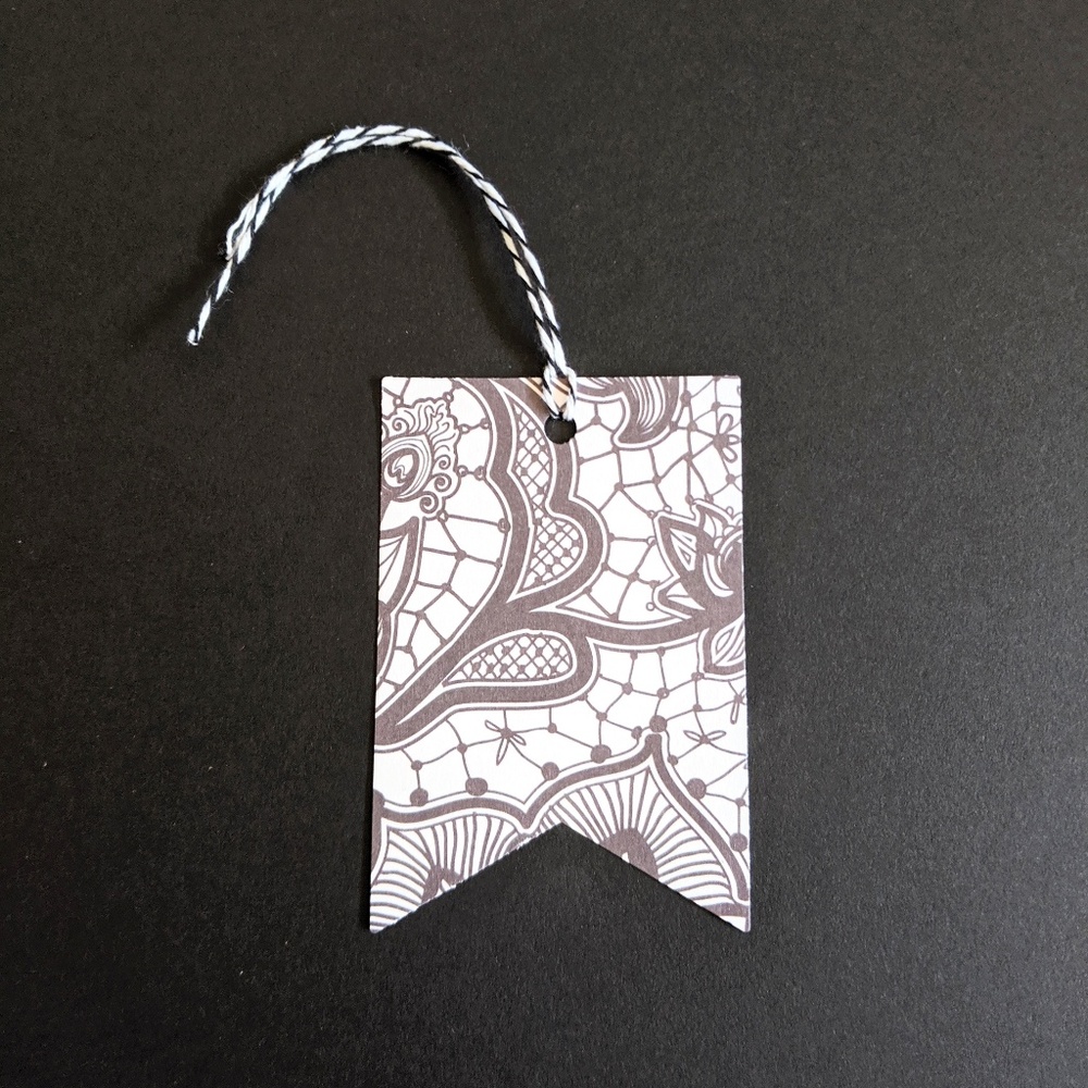 Black & White Halloween Tags with Ribbon Set of 20